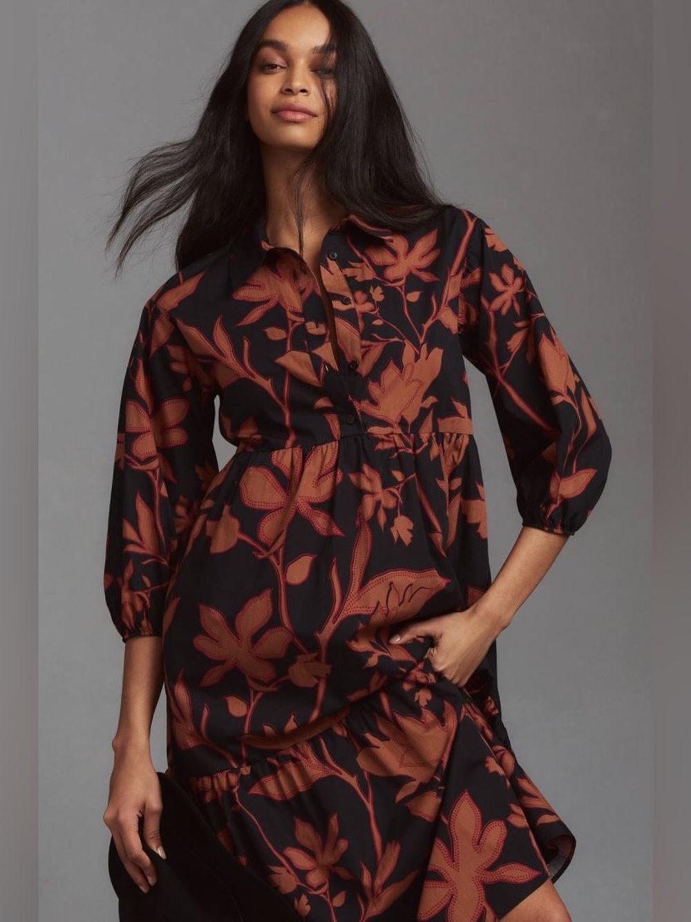 Anthropologie Maeve Bettina Cotton Midi Shirtdress